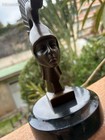 Spartan Art Bronze Bust Sculpture Car Mascot Warrior Sign Darel Marble Base Deco