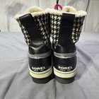 Sorel Women s Tivoli Houndstooth Winter Snow Boots Lace Upblack white pink Size9