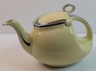 Vintage 1930s Hall Streamline Teapot Canary Yellow Platinum Accents - 6cup
