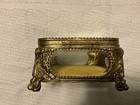 Vintage Ornate Four Sided Beveled Glass Gold Ormolu Jewelry Casket Trinket Box