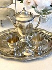 Vintage 4pc Tea Set Silverplate Tray Coffee Pot Creamer Sugar Arbor Rogers