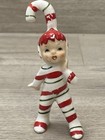 Vintage Geo Lefton Christmas Candy Cane Pixie Design Figurine Signed 4   