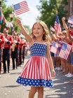  Little Girls 4th Of July Dress Kids 6-7 Years 1  Stars And Stripes Flag