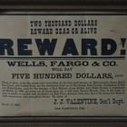 Antique Wells Fargo Reward Poster Old West Western Framed 1880