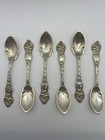 Whiting Lily Sterling Silver Fruit Spoons Set Of 6 Pat  1902 Art Nouveau