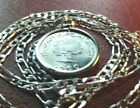 1960 Tunisian Desert Oak   Olive Branch Coin Pendant 24 Italian Sterling Chain 
