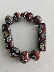 Antique Venetian Millefiori Beads     9 Beads  Deep Red With Star Patterns