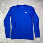 Under Armour Heatgear Compression Shirt Mens Xl Blue Solid Long Sleeve Athletic