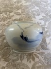Ming Chinese Porcelain Jar With Blue And White Landscape Design 6cm H 8cm W