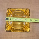 Vintage Mcm Square Amber Yellow Ashtray 5  Mid-century Modern Glass Trinket Dish