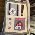5 Pc Pottery Barn Kids Full Bed Quilt Sham Jr  Varsity Sports Plaid Patchwork