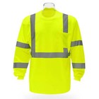 High Visibility Safety Long Sleeve T-shirt     Reflective Workwear With Front Pock