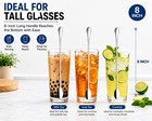8 Inch Long Handle Iced Tea Spoons  18 8 Stainless Steel 8 l X 0 95 w  Silver