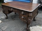 R  J  Horner Carved Mahogany Winged Griffin Partners Desk
