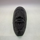 Hand Carved Wooden Mask - Vintage Hand Painted Black W white Dot Accents