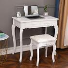 Vanity Dressing Table Jewelry W stool Makeup Set Dreser Desk W mirror   4 Drawer