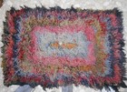 Unusual Antique Shaker Spaghetti shag Hand Sewn Rug