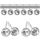 Elecharm 12 Pcs Bling Rhinestones Shower Curtain Hooks Bathroom Clear Crystal 