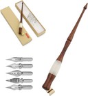 Wood Calligraphy Oblique Dip Pen Holder Set  Removable Nib Pen Handle Stand W   