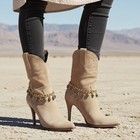 Women Western Boot Bracelet Gold Metal Chain Anklet Shoe Skull Charms Pair
