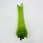 Le Smith Smooth 3 Toe Swung Vase Avocado Green Glass Mid Century Vantage