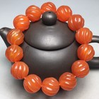Amulet Bangle Tibetan 16mm Oily Old Agate Dzi Red Beads Prayer Bracelet