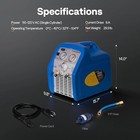 3 4 Hp Oil-less Refrigerant Recovery Machine  Dual Filtration  558 Psi Auto Stop