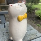 Vintage White Cat Yellow Bow Tie Coin Bank Piggy Bank Kotobuki 