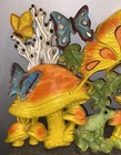              1970 s Vtg Homco Mushrooms Frogs Butterflies 17 5x14 Hippie Boho Plaque
