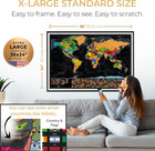 Scratch Off World Map 36x24 Inches With 233 Flags  Usa Map  Travel Wall Poster