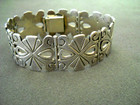 Heavy-gauge Southwestern Style Ster Silver Mexican Aztec Design 7-panel Bracelet
