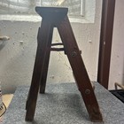 Vintage Brown Wooden 2-step Stool W  Metal Corner Brackets  22 1 4x15 5x14 5 