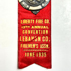 1935 Lancaster Firemen s Assn Convention Liberty Fire Co Ribbon 6 25 h
