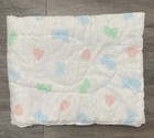 Vtg Cuddle Time White Quilted Sleeping Teddy Bear On Clouds Baby Blanket 32wx42l