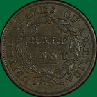 1834 Classic Head Half Cent Almost Uncirculated Au Coin  Scratched  49258