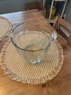 Vintage  Heavy  Clear  Glass Ice Bucket Vertical Panels Small Tab Handles