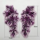 2x 3d Flower Applique Embroidery Lace Sequin Beads Patch Trim Diy Wedding Craft