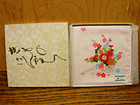 Wedding Bridal White Handkerchief Hankie Asian Floral Print In Box W tag Unused