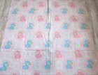 Vintage Springs Baby Quilt Cheater Fabric 43x44  Pink   Blue Bears Nursery Motif