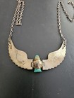 Navajo Thunderbird Sterling Turquoise Necklace Charlie Bowie 