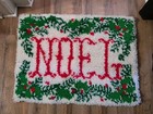 Vintage Latch Hook Door Rug  noel   Christmas Holly 27  21  Finished Ec Xmas Mat