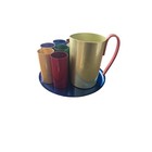 Vintage Mcm Anodized Aluminum 14pc Beverage Set Pitcher Tray Cups Coasters Multi