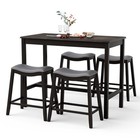 5pcs Bar Table Set Counter Height Table   Upholstered Saddle Stools Set For 4