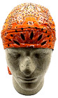 Orange Paisley Deluxe Headwrap Doo Rag Skull Cap With Sweatband