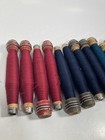 Wood Quills Wooden Bobbins Thread Wrapped Spool Threaded Textile Factory Lot-12 