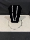 925 Sterling Silver Men Boys Women Figaro Chain Necklace 28    8  Bracelet Set