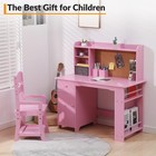 Kids Study Desk Chair Set Children Study Table With Storage Cabinet   Drawers