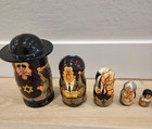 Vintage Russian Wood Nesting Dolls Set Of Hand Painted lot Of 2   L  k