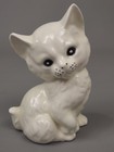 Vtg Cat Figurines Pair 1990s Medium 6    Ceramic White Persian Kitten Hand Painted