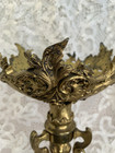 Antique French Gilded Brass Floor Plant Stand Ornate 3leg Twist Swirl 10lbs